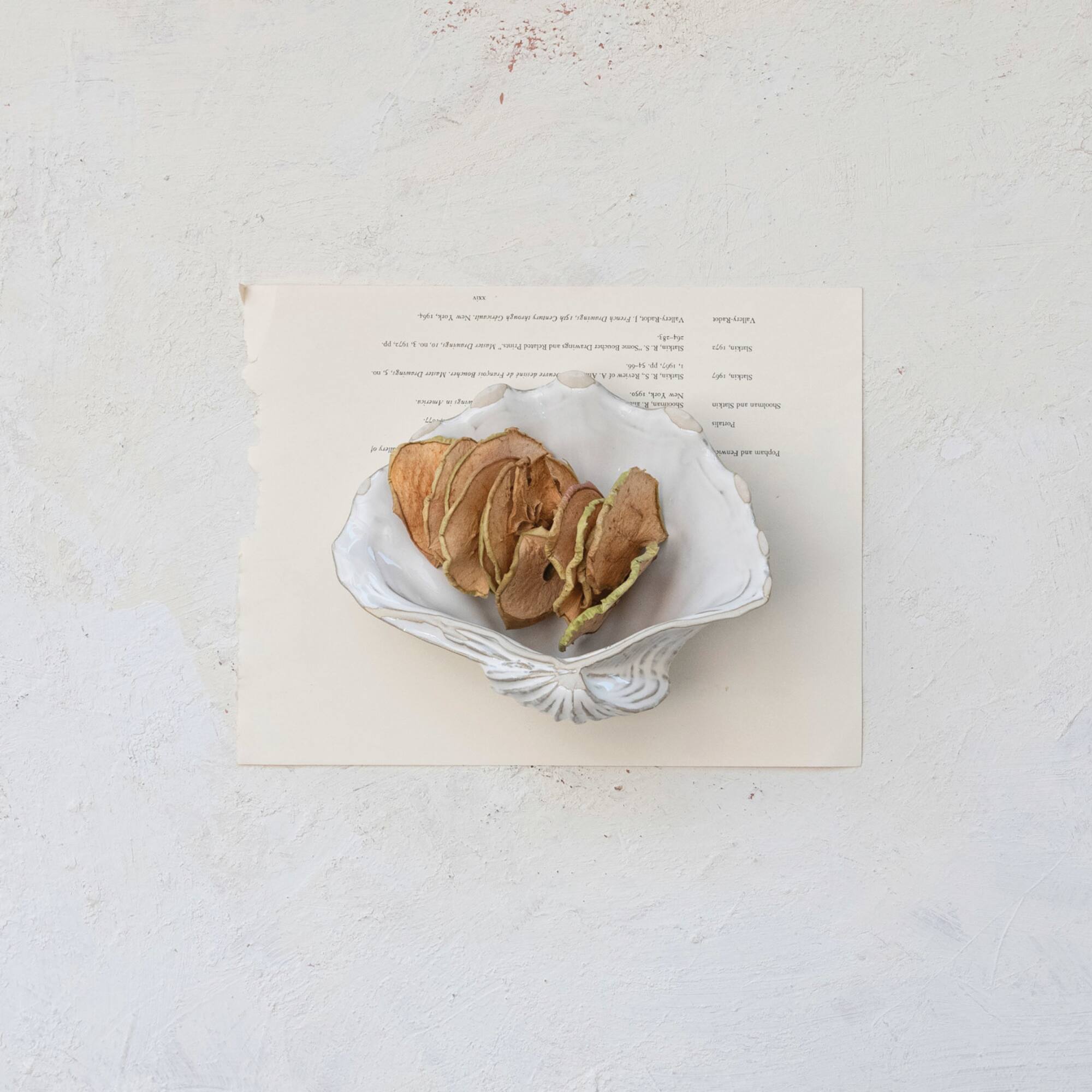 Hello Honey® 8" White Reactive Crackle Glaze Stoneware Shell Plates, 4ct.